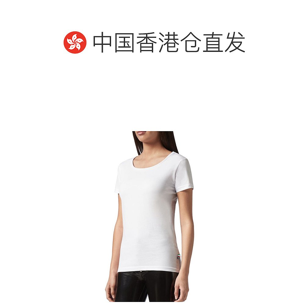 香港直邮PHILIPP PLEIN 女士白色棉质后背字母图案圆领短袖T恤 WT - 图1