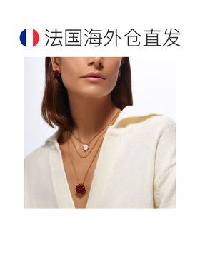自营欧洲直邮Baccarat巴卡拉 Trefle女士红色镀金银四叶草吊坠