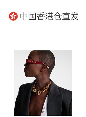 香港直邮Gucci 古驰 女士 徽标矩形太阳眼镜 red红色 舒适时尚