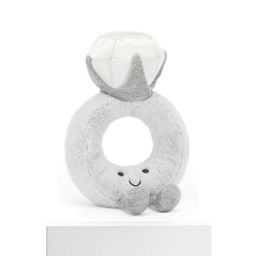 欧洲直邮Jellycat 趣味系列浅灰色聚酯纤维钻石戒指玩偶毛绒玩具 - 图3