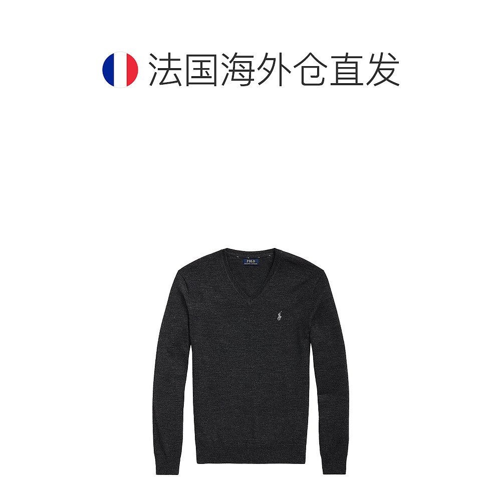 RALPHLAUREN拉夫劳伦男士深色可水洗羊毛修身V领毛衣