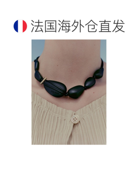 自营欧洲直邮Polene Tere黑色大理石皮革项链男女同款