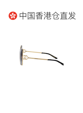 1h可退 香港直邮Gucci 古驰 女士 GOLD-GOLD-GREY 金属太阳眼镜 G