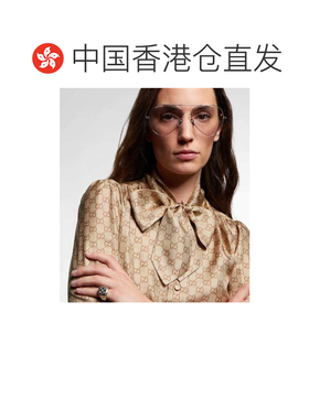 1h可退 香港直邮Gucci 古驰 女士 GG 双G压纹飞行员太阳眼镜