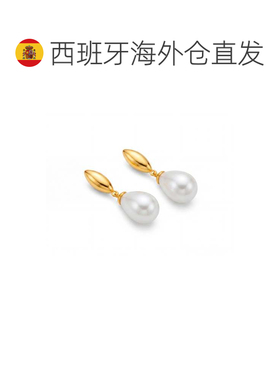 欧洲直邮LUXENTER Dyao白色珍珠耳环 18K黄金电镀 西班牙轻奢珠宝