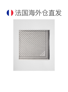自营欧洲直邮PRADA普拉达 女士黑色/粉笔白丝羊毛提花流苏披肩