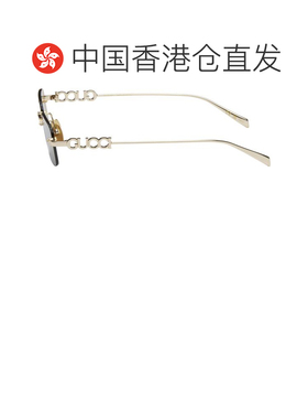 1h可退 香港直邮Gucci 古驰 女士 金色 Block Rectangular 太阳镜