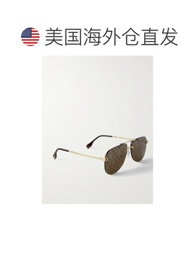 1h可退 美国直邮Fendi 芬迪 女士 天蓝色飞行员镀金太阳眼镜 FE40