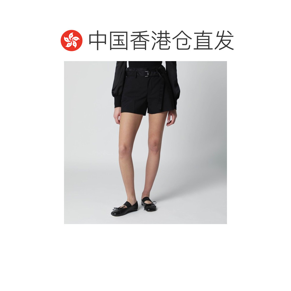 1h可退 香港直邮Sacai 女士 黑色羊毛混纺短裤 2608291NY001,淘宝优惠券,粉丝福利购,淘宝优惠卷