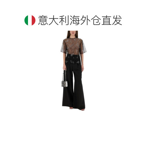 欧洲直邮RABANNE 女士T恤 25ACTO113PA0210P001 上衣黑色 AW2025 - 图1