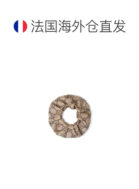 自营欧洲直邮GUCCI古驰 GG女士米色/深棕色丝绸发圈发饰