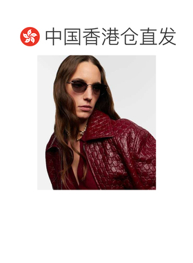1h可退 香港直邮Gucci 古驰 女士 竹节猫眼太阳眼镜 grey灰色 舒