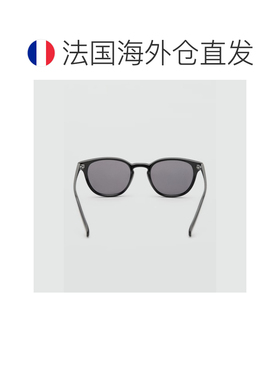 自营欧洲直邮Mango芒果 男士黑色圆形镜框太阳镜