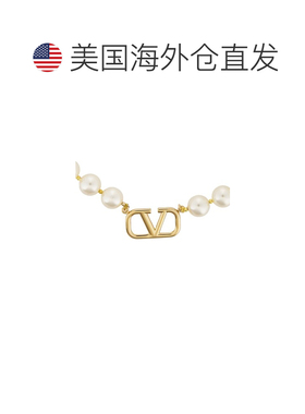 1h可退 香港直邮valentino 华伦天奴 女士 VLogo 标志珍珠项链 8W