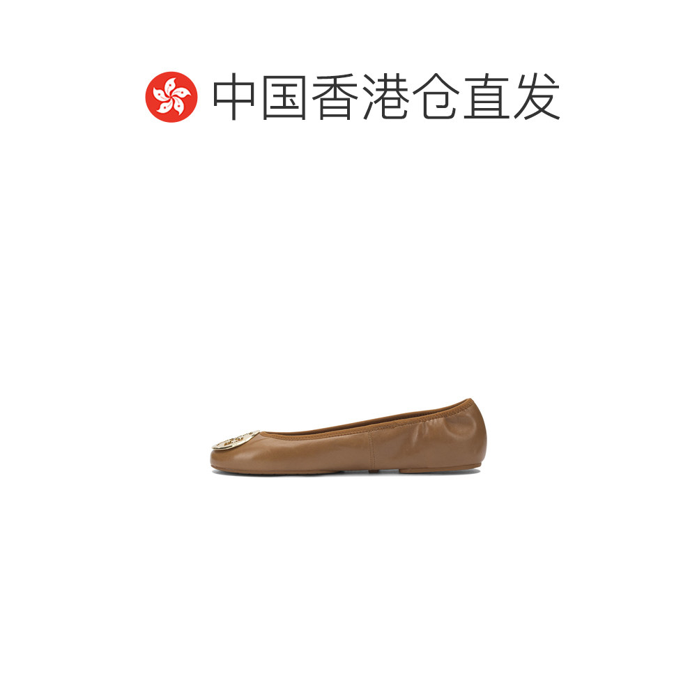 香港直邮Tory Burch 托里 伯奇 女士 棕色皮质布织平底鞋 1751342,淘宝优惠券,粉丝福利购,淘宝优惠卷