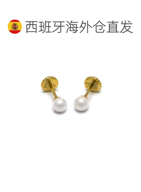 欧洲直邮LUXENTER Danlug白色珍珠耳环 18K黄金电镀 西班牙轻奢珠