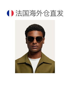 自营欧洲直邮Ferragamo菲拉格慕 男士浅钌色/绿色金属长方形太阳