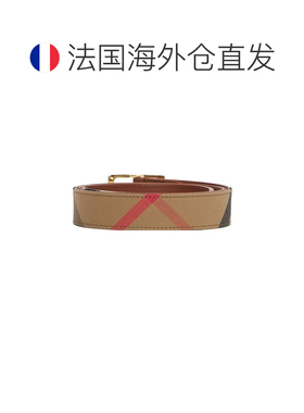 欧洲直邮自营Burberry/博柏利 女士条纹时尚设计Logo标识腰带3CM