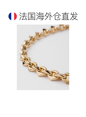 自营欧洲直邮Prada普拉达 Eternal Gold系列金色黄金三角标识项链