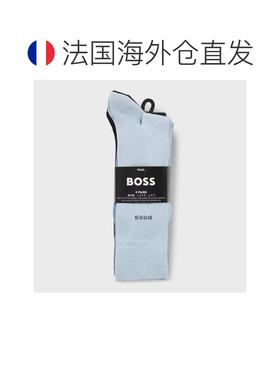 自营欧洲直邮HUGO BOSS雨果 男士黑色/蓝色棉混纺中筒袜五双装