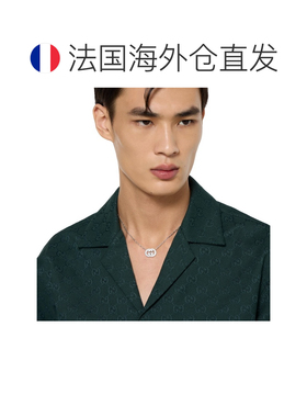 自营欧洲直邮GUCCI古驰 Interlocking 男女同款银色925银GG吊坠项