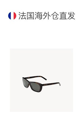 自营欧洲直邮YSL圣罗兰 SL 613女士深哈瓦那色/灰色醋酸纤维矩形