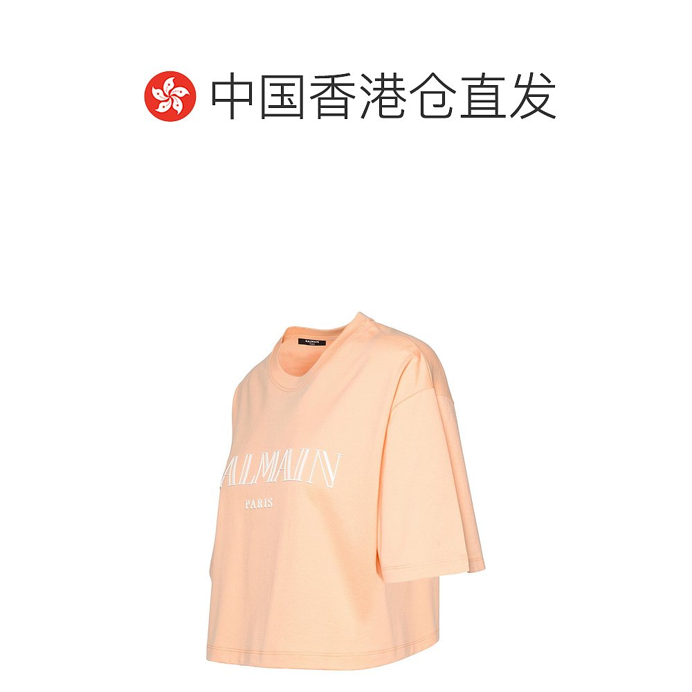 香港直邮Balmain 巴尔曼 女士 短款圆领 T 恤 CF2EE020BC7 - 图1