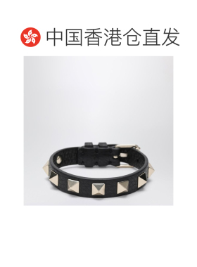 香港直邮valentino 华伦天奴 女士 黑色皮革镀金铆钉手链 9W2J0X5
