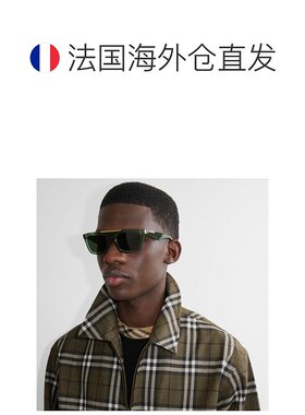 欧洲直邮Burberry博柏利 女士卡其色尼龙经典格纹长方框太阳眼镜