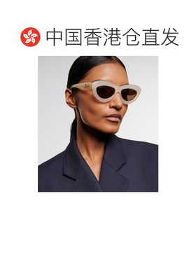 1h可退 香港直邮LOEWE 罗意威 女士 徽标猫眼太阳眼镜 white白色