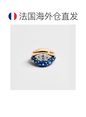 自营欧洲直邮Dior迪奥 Rocks 女士金色/午夜蓝漆面水钻戒指