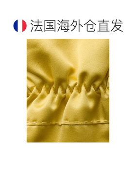 自营欧洲直邮PRADA普拉达 女士柠檬黄缎面手工手套