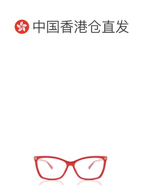 1h可退 香港直邮Gucci 古驰 女士 矩形框眼镜 GG0025O red红色 舒