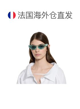 自营欧洲直邮Gucci/古驰 女士青绿色醋酸纤维双G猫眼框太阳眼镜