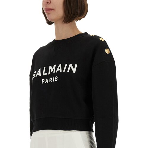 1h可退 香港直邮BALMAIN 女士卫衣 EF1JQ002BB02EAB SS2026 黑色 - 图3