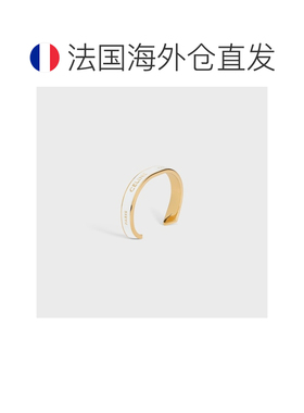 自营欧洲直邮CELINE思琳  Ribbon女士米白色/金色珐琅黄铜手镯