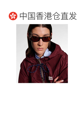 1h可退 香港直邮Miu Miu 缪缪 女士 徽标矩形太阳眼镜 black黑色