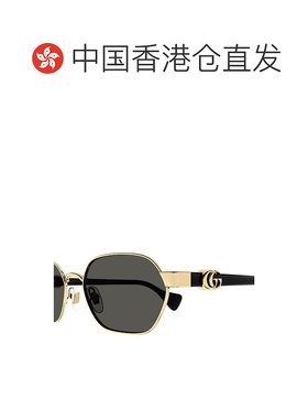 1h可退 香港直邮Gucci 古驰 女士 金色 & 黑色 Round 太阳镜 GG15