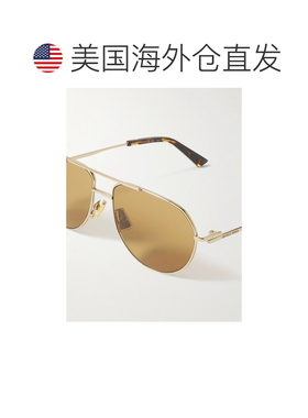 1h可退 香港直邮Bottega Veneta 葆蝶家 男士 金色飞行员太阳镜 B