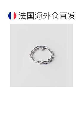 自营欧洲直邮Prada普拉达 男士银色银三角标识925手链配饰