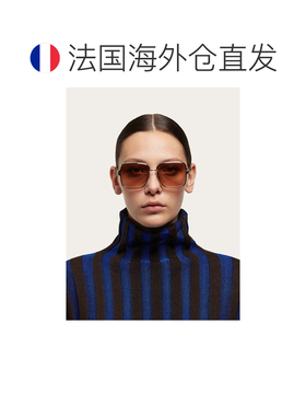 自营欧洲直邮Ferragamo菲拉格慕 女士金色/蜜色金属长方形太阳镜