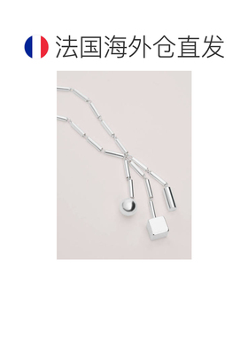 自营欧洲直邮MANGO 女士银色黄铜金属片吊坠项链