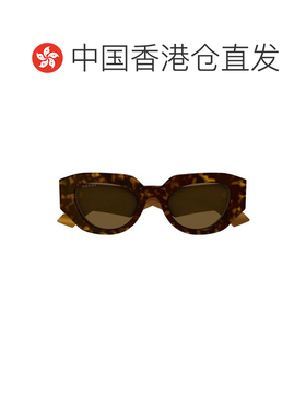 香港直邮GUCCI 女士眼镜 GG1421S009 CO 棕色 几何框太阳镜