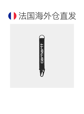 自营欧洲直邮Carhartt WIP 黑色/白色双面刺绣字母钥匙扣男女通用