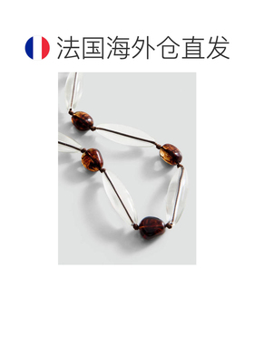 自营欧洲直邮MANGO 女士金色玻璃珠组合项链