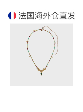 自营欧洲直邮GERARD DAREL GAYA女士金色镀金珍珠绿色缟玛瑙项链