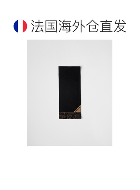自营欧洲直邮PRADA普拉达 女士黑色/榛子色双面羊绒围巾