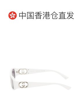 1h可退 香港直邮Gucci 古驰 女士 白色 Rectangular Frame 太阳镜