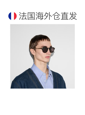 自营欧洲直邮Gucci/古驰 男士黑色醋酸纤维logo标识织带圆形太阳