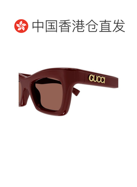 1h可退 香港直邮Gucci 古驰 女士 酒红色 Rectangular 太阳镜 GG1